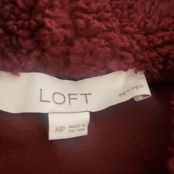 Loft MP Fuzzy Burgundy Mock Turtleneck Long Sleeve - Picture 3 of 3
